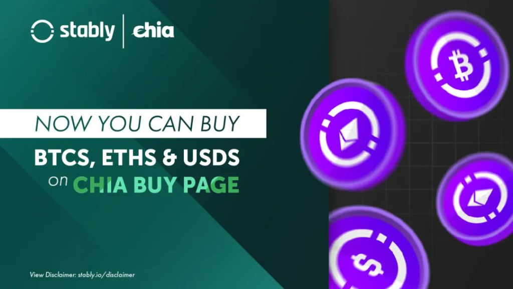 【稳定币】Stably公告支持Chia购买BTC/ETH/USD