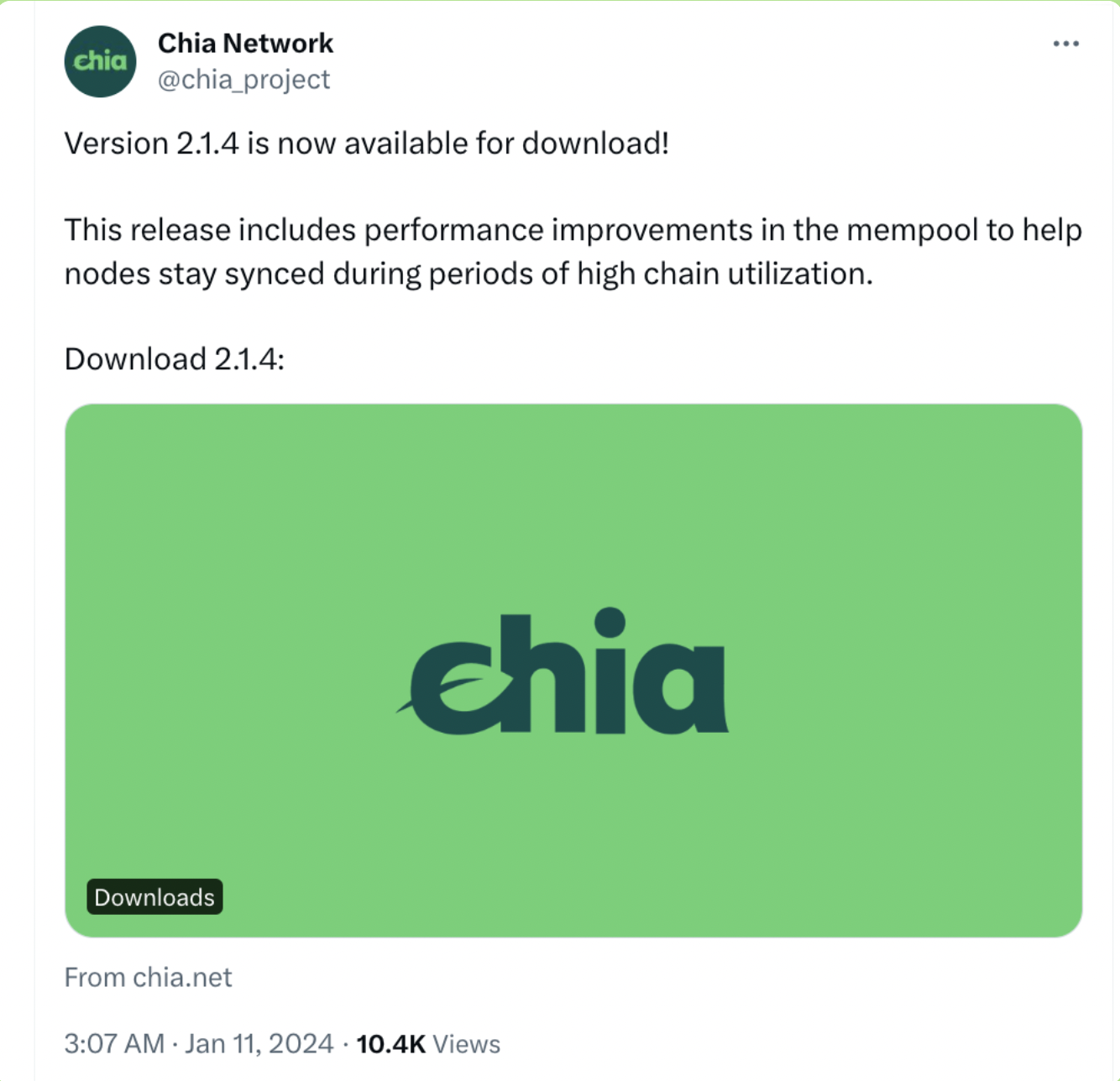 【官方】Chia 客户端2.1.4版上线